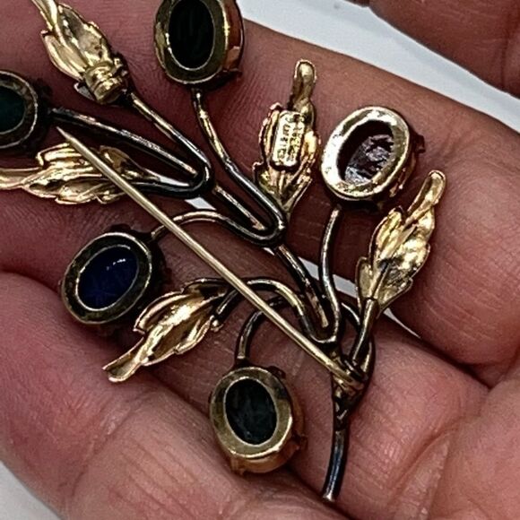 Vintage Binder Brothers 12KT GF Brooch Floral Leaf Scarab Pin  Signed BB - Picture 7 of 8